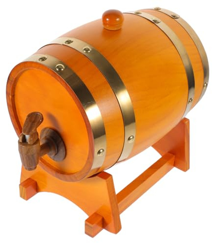 DECOMELODY Barril De Vino De Madera 1,5 litros Color Marrón Dispensador De Barrica para Cerveza Whisky Brandy Uso Doméstico y Bares