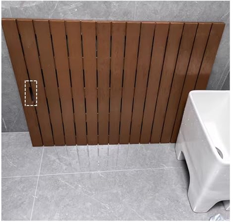 Tapis de douche intérieur/extérieur, tapis de sol en bois for salle bain, tapis bain rectangulaire en caillebotis, antidérapant, très résistant, imitation bois, hygiénique(A,W65xL75cm/W25xL29in)