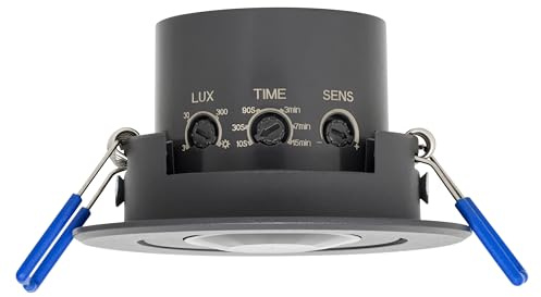 SEBSON Détecteur de Mouvement Intérieur Encastré pour Montage Plafond - programmable, Portée 8m 360°, Compatible LED, orientable, Capteur PIR, 3 Fils