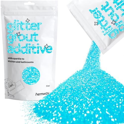 Hemway Glitter Grout Additive - Baby Blue Iridescent | 100g Metallic Flakes for Adding Sparkle to Old & New Kitchen & Bathroom Tiles | Enhance Your Indoor Grouting Projects with a Sparkly Effect
