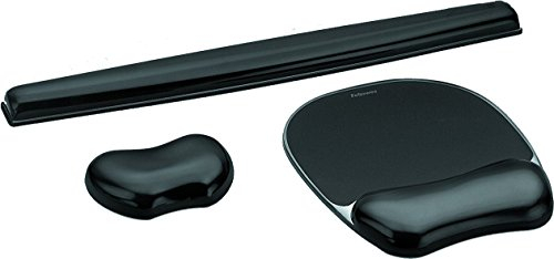 Fellowes Crystals Gel Handgelenkauflage mit Mauspad + Handballenauflage + Gel-Tastatur-Handballenauflage schwarz