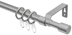Interdeco ausziehbare Gardinenstange in Silbergrau 13/16 mm Ø Hera Livo, 70-120 cm