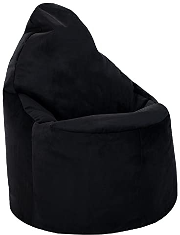 Loft 25 Velvet Bean Bag Chair | Living Room Adult Beanbag Seat | Highback Soft Bean Bags | Ergonomic Design for Body Support | Durable & Comfortable Gaming Lounger (Black, Bean Bag)