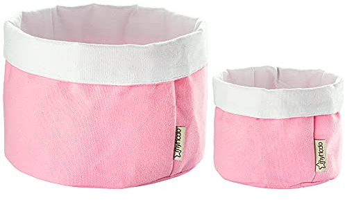 myHodo Cestini Porta Pane da Tavola Grande, Set da 2 (23x20, 20x17cm), Organizzatore Versatile per Cucina e Fasciatoio, Portapane Moderno in Stoffa, 100% Cotone, Cestini per il Pane in Tessuto (Rosa)