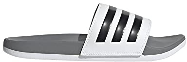 adidas Unisex's Adilette Comfort Slides Sandal, White Core Black Grey Three, 12.5 UK