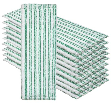 Okaei 10 Stück Wischmopp Bezug (40 cm) - Premium Bodenwischer-Wischbezug aus 100% Microfaser - Bezug Optimal zur Gründlichen Reinigung von Glatten & Leicht Unebenen Böden - Mikrofaser Moppbezug Grün