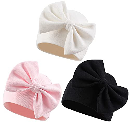 XIAOHAWANG Babymütze Neugeborene 0-6Monate Baumwolle Newborn Mütze Mit Schleife Mütze Baby Mädchen Erstlingsmütze Dicke Mütze Baby Jungen für Herbst,Winter