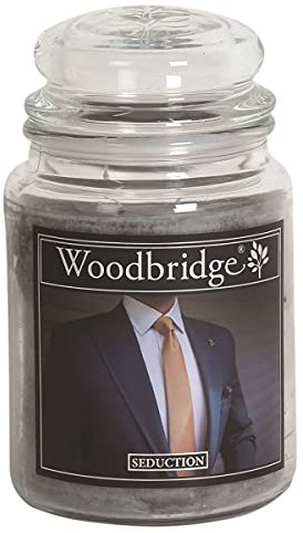 Woodbridge Große Duftkerze im Glas mit Deckel | Seduction | Duftkerze Parfüm | Kerzen lange Brenndauer | Raumduft für Zuhause | Kerze 2 Docht