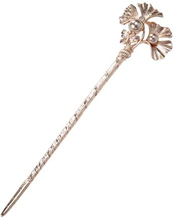 Bastoncini per capelli vintage a forma di foglia di ginkgo, bacchette per capelli cinesi, forcina per chignon, kimono, kanzashi, Hanfu, accessori per capelli marroni
