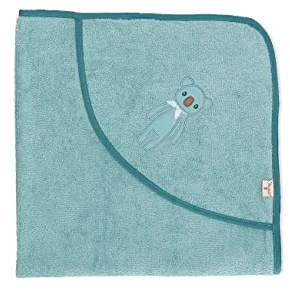 Sterntaler Baby Unisex Badetuch Baby GOTS Kalla Uni - Badeponcho Baby, Kapuzenhandtuch, Badehandtuch Kinder mit Koalamotiv - Bio - 80x80 cm - blau