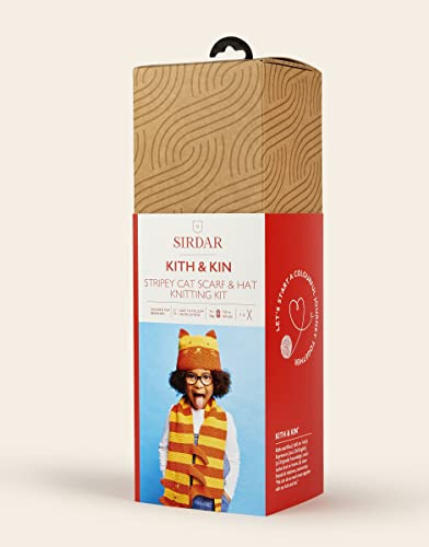 Sirdar Kith & Kin, Strickset für Katzenschal und Mütze, gestreift