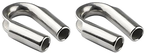 3/8 (10mm) Stainless Steel Tube Thimble, Hollow Cable Sleeve for Wire Rope Loop Protection, Tubular Insert for Cable Routing, Outdoor & Railing Use (2 Pack)
