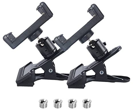 EULAPGOE 2 Pcs Pince Porte Réflecteur, Pince à Ressort, 1/4 Vis Rotule Supports d'Appareils Photo pour Flash, Caméra de Flash Pince Porte-Réflecteur pour Téléphones Portables Appareils Photo (Noir)