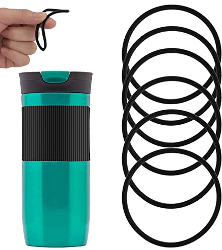 6 Stück Ersatz Deckel Dichtung Gummi Kompatibel mit Contigo Snapseal Byron 16 & 20 oz, Reisebecher Auslaufsicher Deckeldichtung aus Gummi für Contigo Becher (Schwarz)