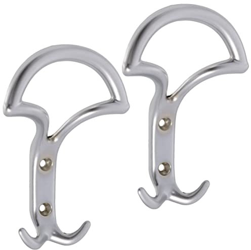 Aerzetix - C64365 - Set di 2 Ganci appendi da parete tripli 145x92x44mm - gancio/appendiabiti sospensione cappello accappatoio bagno asciugamano doccia WC - in metallo - finitura argento opaco