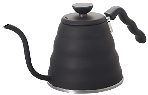 Hario V60 Buono Tropfkessel, Schwanenhals, Kaffeekessel, 1,2 l, Edelstahl, Schwarz