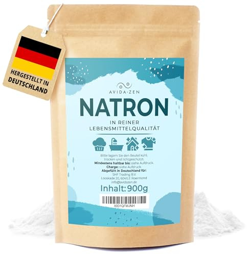 AVIDA ZEN Natron Pulver in Lebensmittelqualität 900g, Natron hochrein | zum Putzen und Backen, Baking Soda Backpulver, Basenpulver, Natriumhydrogencarbonat Natronpulver gegen Gerüche