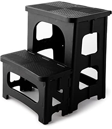 Huacan Step Stool Portable Folding Anti-slip Round Corner Design Holds Up to 136kg