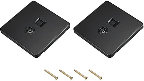 PATIKIL RJ45 CAT6 Socket TV Wall Plate Outlet Black for Home Office Pack of 2