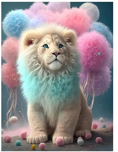 Tomoyuki 5D Diamond Art Painting Kit, DIY Diamond Painting Pictures, Diamond Rhinestone Crystal Cross Stitch Painting Painting by Numbers for Children Adults Home Wall Decoration (Lion)