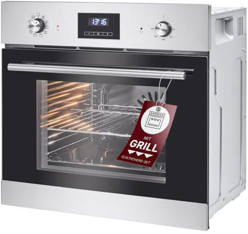 Bomann® Einbaubackofen mit Grill, Heißluft & Ober-/Unterhitze | Backofen 56L Nutzinhalt | Ofen mit 50°C - 250°C Bereich & Touch Control | Oven mit 9 Backofen-Funktionen | EBO 7909 IX