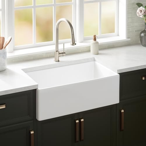 Signature Hardware 953910-30 Rowena 30 Farmhouse Single Basin Fireclay Kitchen Sink - White