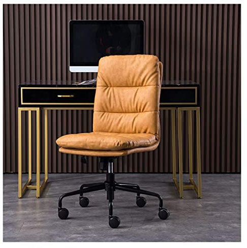 Schreibtischstuhl Chef-Konferenzstuhl, Bürostuhl mit hoher Rückenlehne, Leder, höhenverstellbar, drehbarer Schreibtischstuhl, ergonomischer Bürostuhl ohne Armlehnen Drehstuhl (Color : B)