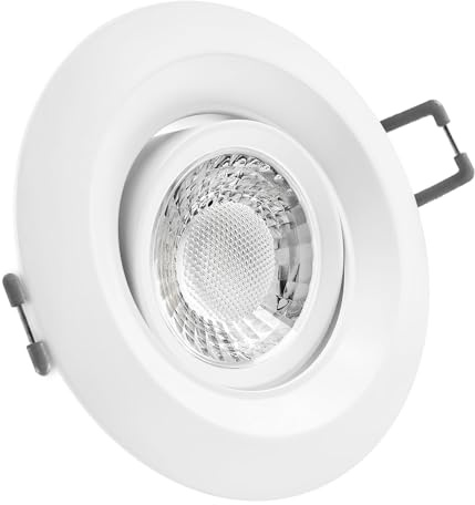 LED Einbaustrahler weiß | rund | 360° schwenkbar | Lochmaß Ø 68mm - 95mm | Einbautiefe 64mm | Anschlussfertig mit GU10 230V Fassung Farbe 7W LED dimmbar warmweiß GU10 230V