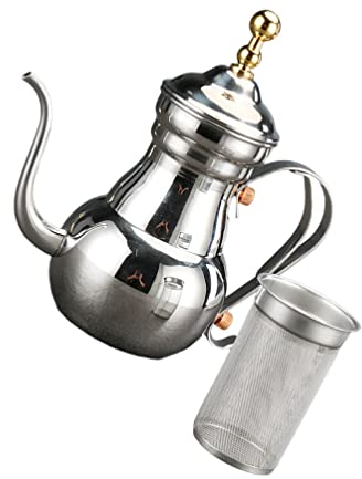 LeGDOr Cafetera árabe Tetera Ramadán Jarra de té Cafetera cezve Tetera de café Hervidor de Agua Hervidor de Vino Tetera turca Café Tetera Tetera con Cuello de Cisne Lata de Aceite Acero Inoxidable
