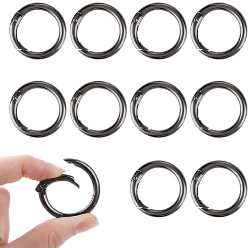 10 Stück Mini Karabinerhaken Schlüsselringe Klein Runde Karabiner Schlüsselanhänger 33mm Spaltring O Ring Schlüsselring Karabiner Geldbörsen Kettenclip DIY Schlüsselbund Zubehör (Schwarz)