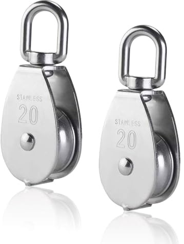 ZAMXHUG Umlenkrolle - 2 pcs Schwenken Rolle,Schalen Riemenscheibe Roller für Seile,M20 Umlenkrolle Flaschenzug,Blockseilrolle Edelstahl,Edelstahlblock Seilrolle,20mm Tragkraft 80kg