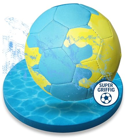 elasto PROMOTION FOR LIFE Aufblasbarer Mini Fußball 'Verao' - Wasserball Ø 15 cm aus Neopren für Strand, Garten, Meer oder Freibad - Kleiner Spielball für Kinder & Erwachsene, Farbe:blau/grün