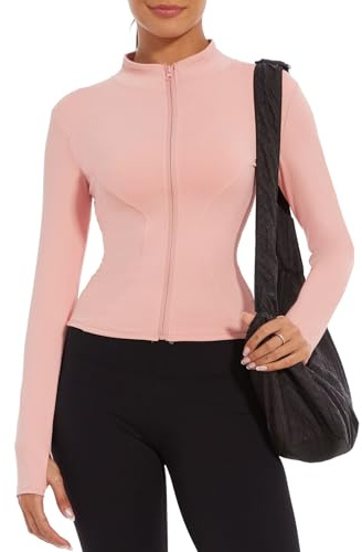 CheChury Chaqueta Corrientes De Las Mujeres Fitness Cremallera Completa De Manga Larga Chaqueta De Yoga Camiseta De La Yoga Mujer Transpirable Chaqueta Correr con Agujero para el Pulgar Deportiva Top