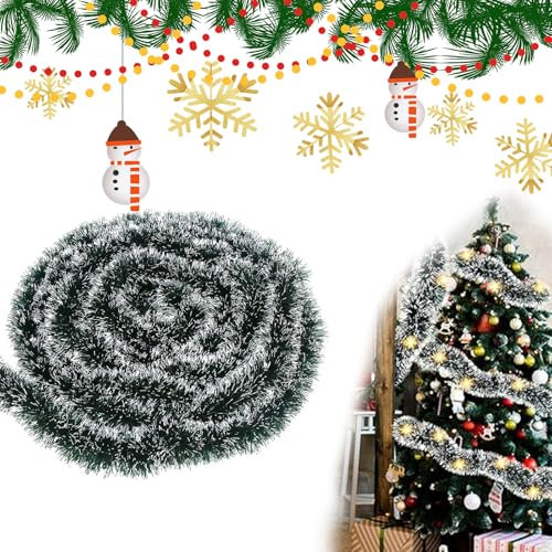 Xiujuers Weihnachtsgirlande, 10M Tannengirlande, Deko Girlande Weihnachten, Girlande Weihnachten Outdoor, Girlande Tannengrün, Weihnachtsdeko Girlande, Geeignet für Treppen, Türen und Kamine