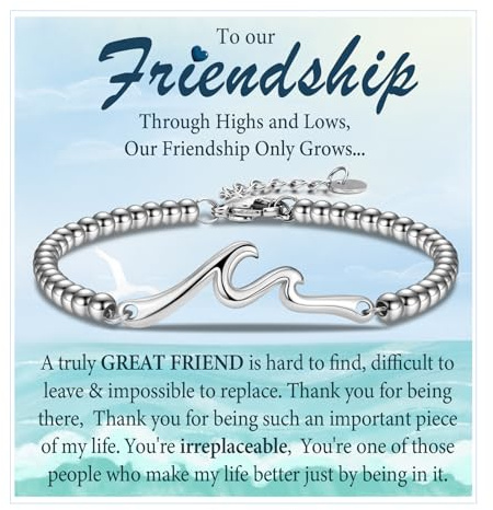 EPVID Best Friend Bracelet for Bestie, Wave Friendship Bracelet for Women, Female on Birthday, Christmas, Graduation