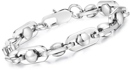 VNOX Link Chain Bracelets for Men - Cool Mens Bracelets Diamond-Cut Paperclip Solid Chain Bracelet Chunky Stainless Steel Jewelry Trendy Gifts, 9, Stainless Steel, no gemstone