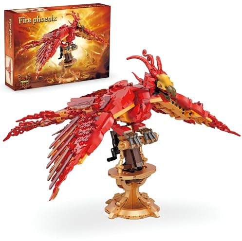 JVAVNE Magische Welt Phoenix Klemmbausteine Set, 938 Teile Phoenix Bausteine, Magische Tier Bausteine Bausatz, Kreative Vogel Modell Spielzeug für Erwachsene Kinder, Kompatibel mit Großen Marken