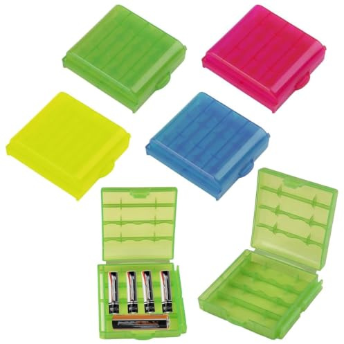 NOPKESV 4 pièces Boîte à Piles en Plastique,Rangement Piles,Boîtes de Rangement Pour Piles AAA et AA,Protection et Organisation Des Batteries Rechargeables,Boîtier en Plastique Robuste,Gain de Place