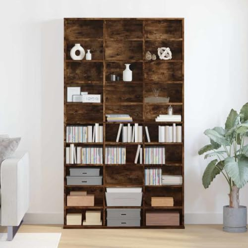 Myheimly CD-Regal DVD Bluray Medienregal Medienschrank Aufbewahrung Standregal Regalwand Bücherregal Räuchereiche 102x23x177,5 cm Holzwerkstoff