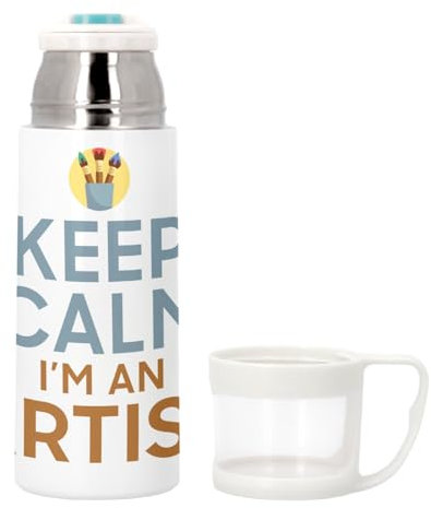 Bouteille thermo en Inox avec Tasse Intégrée - Keep Calm I'm an Artist Parodie Métier Job Artiste - 350ml - Bouteille Isotherme