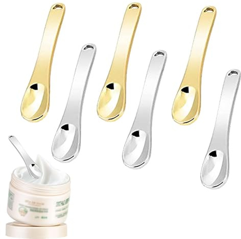 Scoop cosmetico, cucchiaio di crema, Scoop del fronte 6x riutilizzabili, Applicatore cosmetico, cucchiaio del metallo per la crema per gli occhi, accessori di bellezza