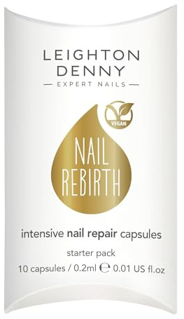 LEIGHTON DENNY Nail Rebirth Starter Pack - Intensive Nail Repair Capsules - Nail Treatment to help repair Damaged Nails - Vegan - 1 x Starter Pack - 10 capsules