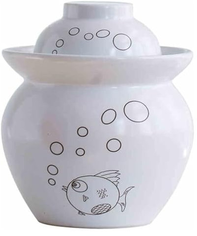 Fermentation Jars，Fermentation Crock Jar,Sauerkraut Crock,White Traditional Chinese Ceramic Fermentation Crock Jar Pickling Jar With Water Seal Airlock Lid,Large Thickened Ceramic Pickle Jar Kimchi Po