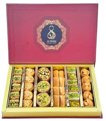 Baklava 450 g, 29 unidades. Surtido de baklava con pistachos, baklava mediterráneo de primera clase, baklava con nueces, pistachos y anacardos, elegante envoltorio de regalo I Sin conservantes, oh