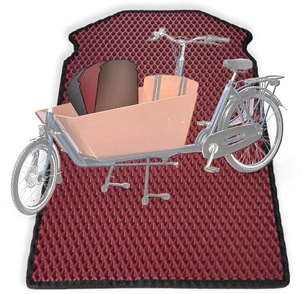 EVA Drive Premium Schutzmatte für Bakfiets Long | Passgenaue Lastenrad Fußmatte aus Eva | Rutschfester Bodenmatte Teppich | Lastenrad Zubehör | Pflegeleicht & Umweltfreundlich | Farbe Bordeaux