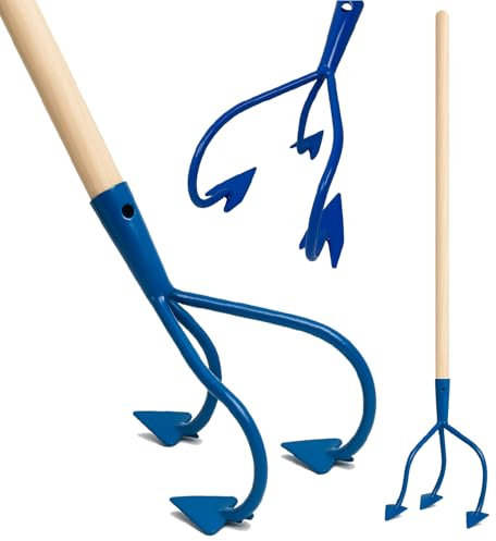 Crisalide® Zappino da Giardino a 3 Denti con Manico in Legno 150 cm – Attrezzo Professionale per Estirpare Erbacce, Smuovere e Aerare Il Terreno – Zappa Coltivatrice in Metallo Robusto