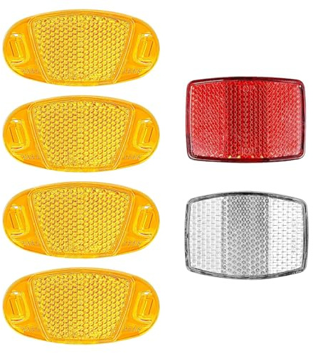 Kmuqshy 6 Pezzi Riflettori per Bici, Kit Catarifrangenti Mountain Bike Anteriore e Posteriore per Ruote, Accessori Occhi di Gatto Ciclismo per Biciclette per Bambini e Adulti, Sicurezza Notturna