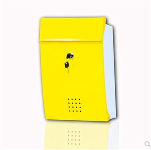NSTVVEE Buzón de Pared para Exteriores, Resistente al óxido y a la Intemperie, de Montaje Vertical, Simple (Amarillo)