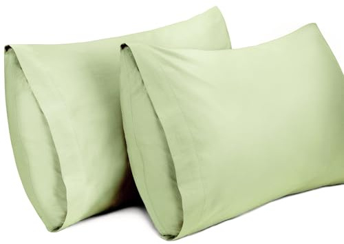 Lirex 2 Paquetes Fundas de Almohada, 100% Algodón Transpirable Cubiertas para Almohada (50 x 75 cm, Verde Hierba Claro)