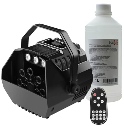E-Lektron B102 Seifenblasenmaschine RGB LED-Beleuchtung und Fernbedienung für Party, Disco, Kinder-Party, Hochzeiten, Familientreffen, usw. (B102 inkl. 1L Flüssigkeit)